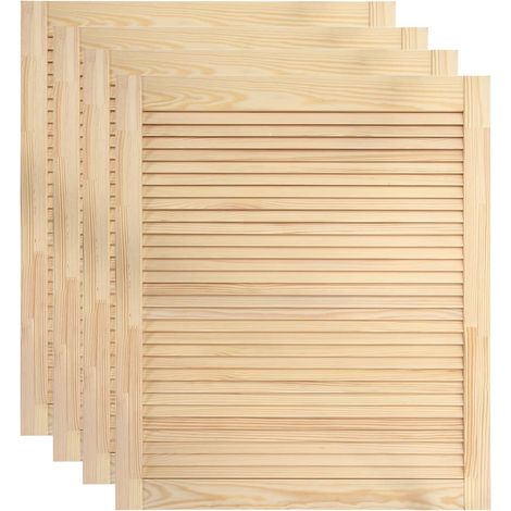Helloshop26 – Porte de placard à persiennes 4 pièces en bois de pin massif 69 x 59,4 cm – Circulation d'air optimale – Cadre robuste pour accessoires