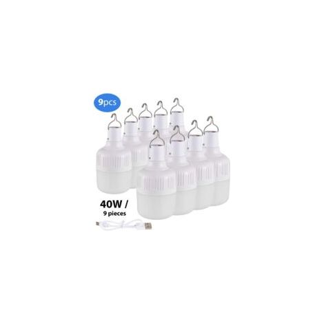 Wiederaufladbare 40-W-LED-Lampe, 3 Modi, 9er-Pack, USB-betrieben, für den Notfallgebrauch zu Hause – Crezuo (1/4)