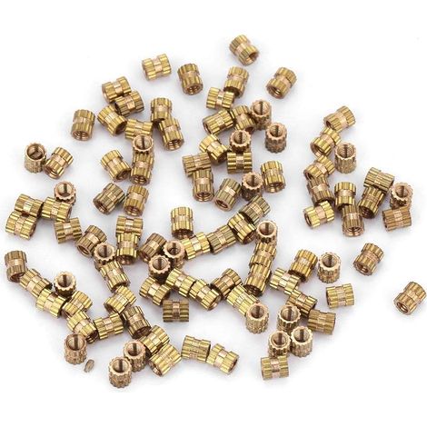 Zoternen Assortimento di dadi filettati zigrinati in ottone con filettatura M2.5 (M2.5  4  3.5 (100 pezzi)) (1/5)