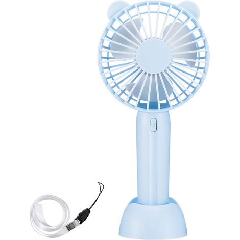 Portable Mini Fan Antlers Design Pocket Fan 3 Speeds Wind Cooling Tips for Outdoor Mini Desk Fan - Bear Blue(1500 mAh) (1/4)