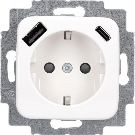 BUSCH-JAEGER 20 EUCB2USBAC-214 SCHUKO®-/USB-A+C PRISE DE COURANT SAFETY+ BLANC ALPIN REFLEX SI 2CKA002011A6296