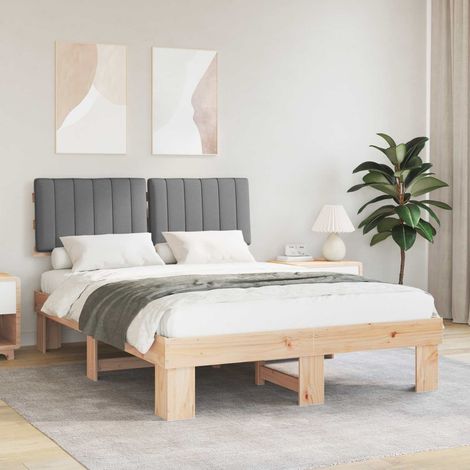 Estructura de Cama con Cabecera Tapizada Gris Claro
