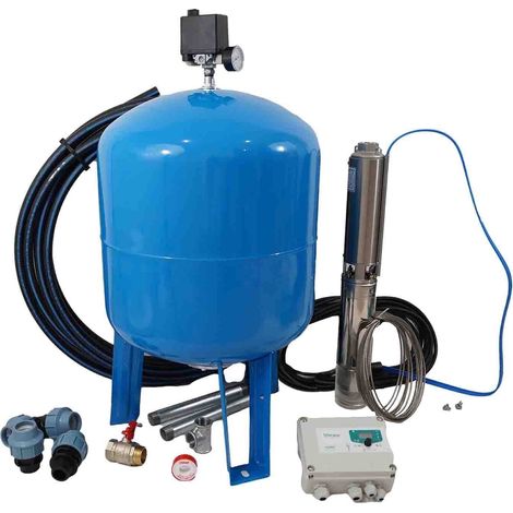 Kit de forage complet avec pompe immergée 4'' 0,75 kW – Débit 2,5 à 2,7 m³/h – Hauteur de refoulement max 75 m – Raccordement NEMA – Orlando