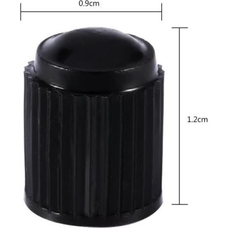 Bouchons de valve de pneu - Qiilu - 100PCS - Plastique noir - Universel - 12 x 9 mm (1/4)