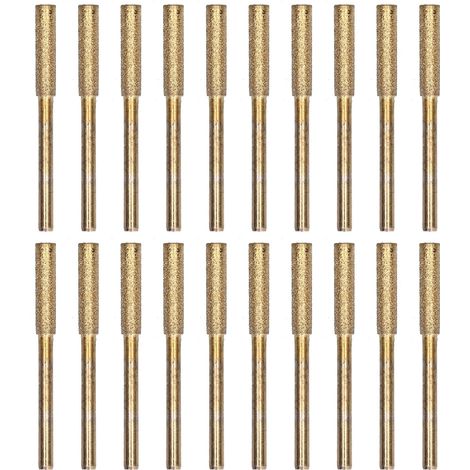 Lime à Pierre pour Scie à Chaîne, 20 Pièces Affûteur de Tronçonneuse Pierre Bits Bavure Pierre à Aiguiser Lime à Chaîne Affûtage Chaîne Tronçonneuse Outil de Meulage de Polissage (4mm-Or)