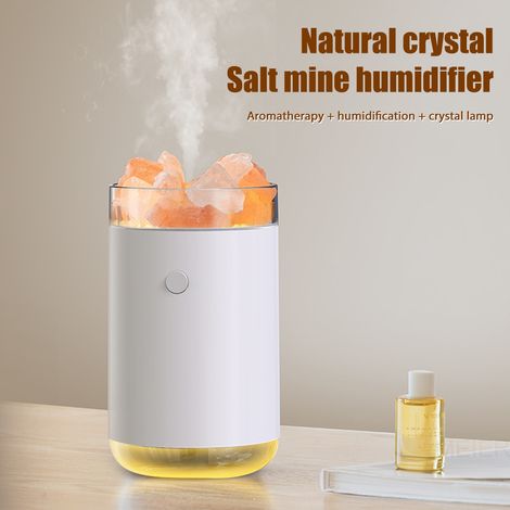 Pierre de Sel Cristal Humidificateur USB avec LED 7 Couleurs Changeantes 260ml Diffuseur d'Aromathérapie Silencieux pour Maison Bureau Chambre (1/5)