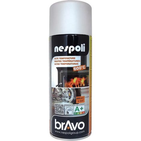 Nespoli – Peinture aérosol haute température 0,4 L – Antirouille pour métal – Résiste jusqu'à 600°C – Blanc (1/2)
