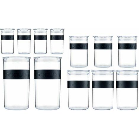 bodum PRESSO Set mit 12 transparenten Aufbewahrungsgläsern