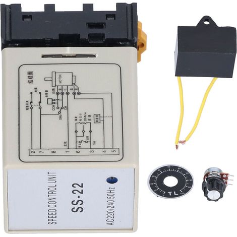 Contrôleur de Vitesse pour Moteur à Courant Alternatif Monophasé 6W‑200W 220V/240V Régulateur SS‑22 (1/5)