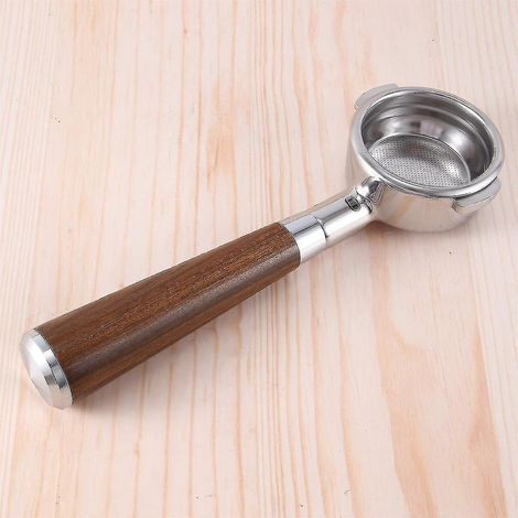 Porte-filtre à café double oreille 58 mm E61 sans fond avec poignée en bois, style B (1/5)