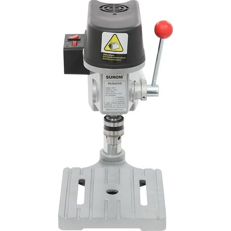 Perceuse à Colonne 340 W, Mini Perceuse à Vitesse Réglable
Acier et fonte, 3 niveaux jusqu’à 16 000 tr/min, profondeur 0–25 mm, format portatif d'établi (1/5)