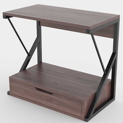 Scaffale Mensola Cucina Mobiletto Porta Microonde Cassetto Metallo Legno Noce (1/4)