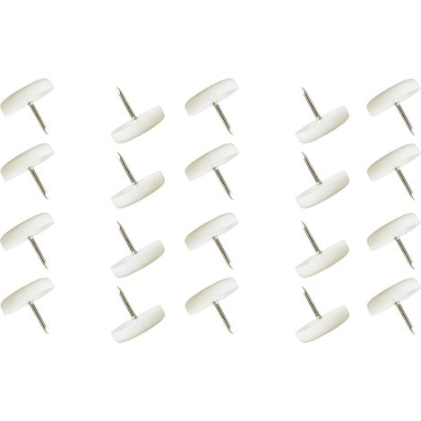 20x embout de pied chaise a clouer D 15mm rond meuble patin guide plastique clou