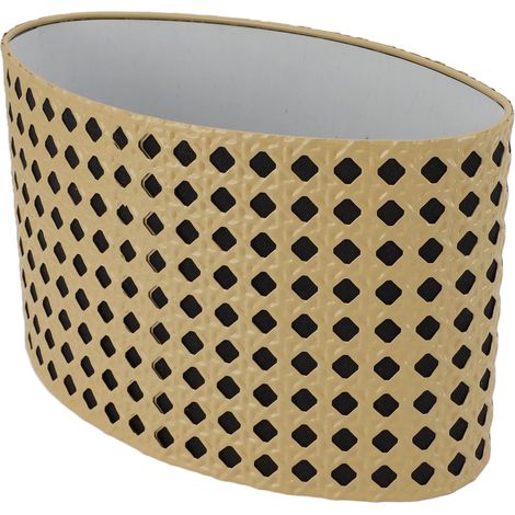 Abat-jour ovale en métal creux sculpté, compatible avec les douilles E27 et E14, pour bureau, chambre et salon, doublure jaune et noire. (1/5)