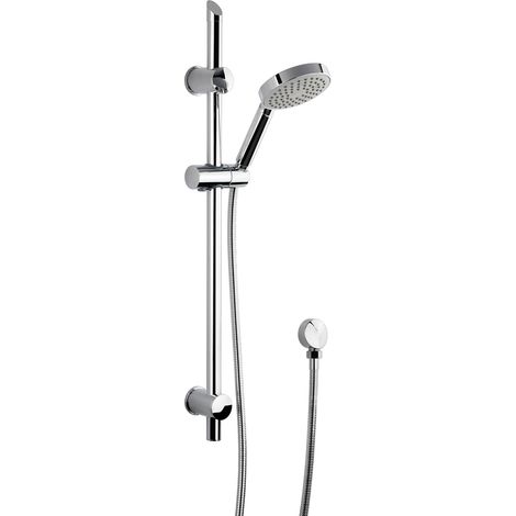 Round Slide Rail Shower Kit with Single Function Head & Outlet Elbow - Chrome