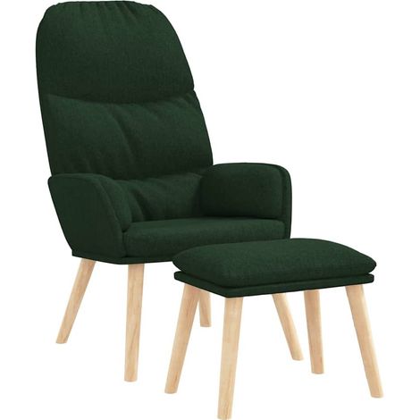 Maison Exclusive - Poltrona Relax con Poggiapiedi Verde Scuro in Tessuto (1/5)