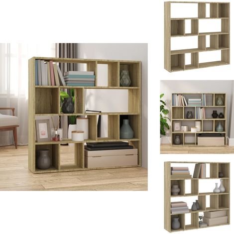 Bücherregal/Raumteiler Sonoma-Eiche 105x24x102 cm - Buche Regal - Raumteiler - Wohnzimmermöbel - Eiche Möbel - Holz Regalsystem (1/5)