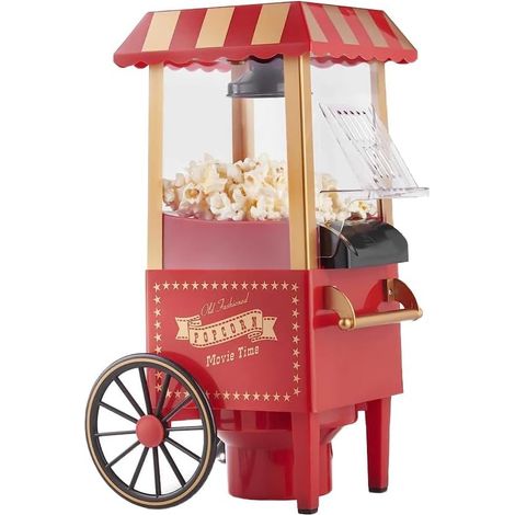 Machine à Pop-Corn électrique, Pop-Corn Frais Fait Maison en Moins de 3 Minutes, utilise de l'air Chaud, Couvercle Amovible, fêtes, soirées cinéma, fêtes d'anniversaire (Rouge)