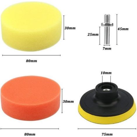 Tampons À Polir - Mousse Et Laine - Diamètre 80 mm - Pour Cire Lustrage Glaçage Voiture - Kit 25 Pièces (1/4)