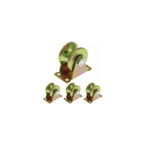 4 Stück 50-mm-Schiebetorrollen, Stahlrollen mit U-Nut, U-Nutrolle für Wendelaufschienen, Industriemaschinen, Rolltore, Tragfähigkeit 300 kg pro Rolle (1/5)
