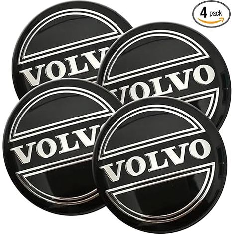 Vier Radnabenkappen für Volvo S90, S60, XC60, XC40, XC90, V40, V60, S60 und S80 Modelle, 65 mm/2,55 Zoll große Radnabenkappen für Automobile, ABS-Radnabenkappen (schwarz). (1/4)