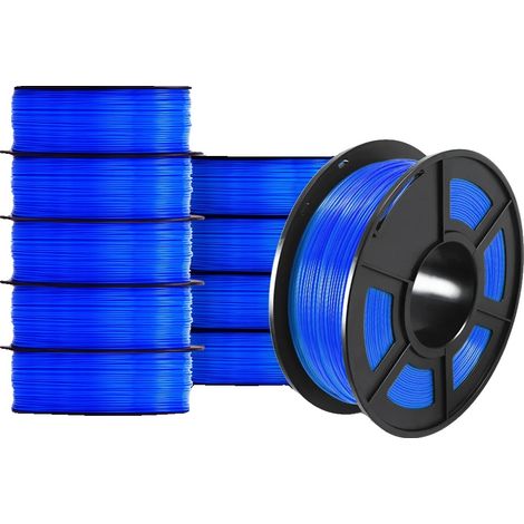 Filamento 3D, biodegradabile, eccellente resistenza, PETG blu, 10 rotoli (1/2)