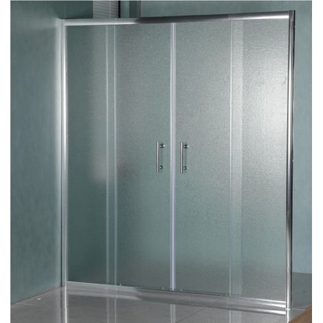 Box doccia 180 cm Apertura Centrale Quattro Cristalli MuroMuro In Cristallo Temperato Satinato