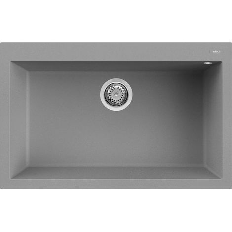 Lavello Elleci Incasso 1 vasca 79x50 Quadra 130 Granitek Grigio Cemento LGQ13048 (1/4)
