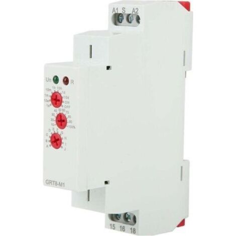 Temporäres Relais GRT8-M1 mit 10 Funktionen, 35 mm Montageschiene DIN AC/DC 12 V, 240 V, 50–60 Hz (1/4)