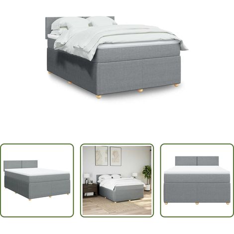 Matelas à ressorts ensachés - Sommier à lattes de lit avec matelas Gris clair 140x190cm Tissu (1/5)
