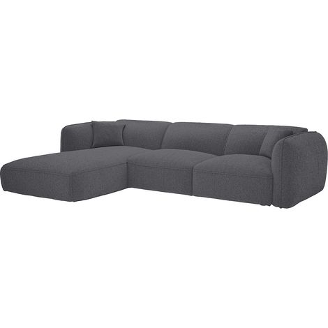 Canapé d'angle gauche en tissu chenille gris anthracite CAMILIO de Maison Céphy (1/2)