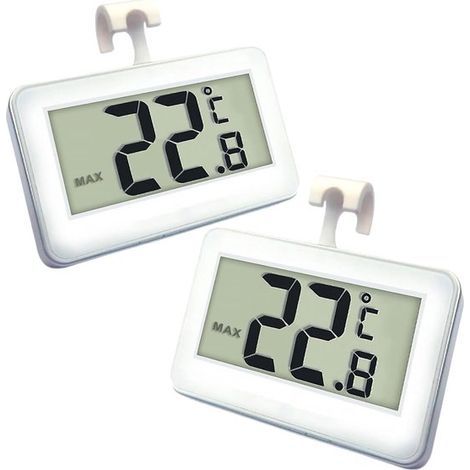 Longziming – Digitales Thermometer – Kühlschrankthermometer – Wasserdichtes Design – Maximal-/Minimalwertanzeige – Große LCD-Ziffern – Vielseitige Montagemöglichkeiten – 2 Stück (1/5)