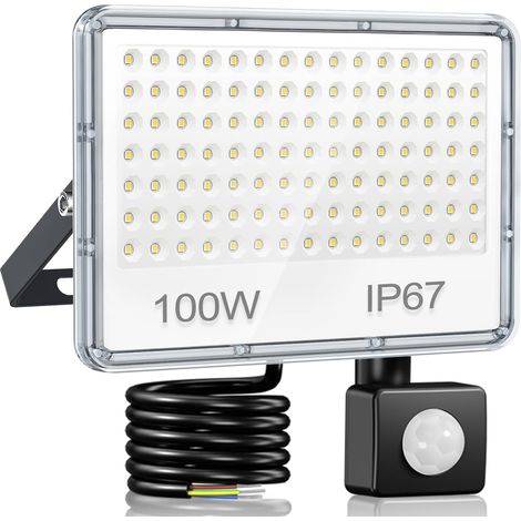Projecteur LED Exterieur Detecteur de Mouvement 100W - Spot LED Extérieur Detecteur de Mouvement 10000LM 6500K, IP67 Etanche Eclairage pour Jardin Patio Garage