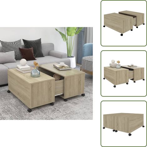 The Living Store Table basse chêne sonoma 75x75x38 cm bois d'ingénierie - Table d'appoint (1/5)