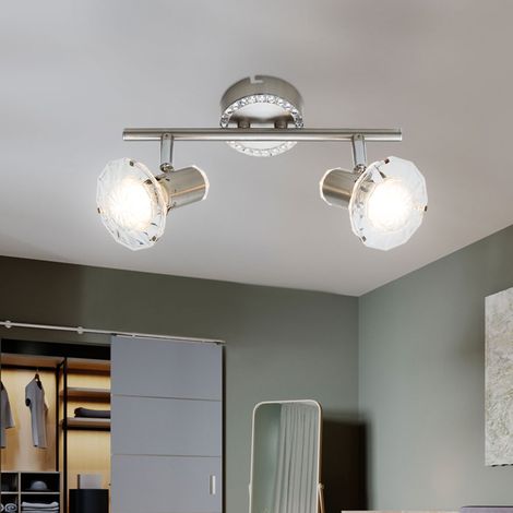 Spot LED plafonnier orientable en cristal, 2 flammes L 26 cm salon salle à manger chambre spot (1/3)