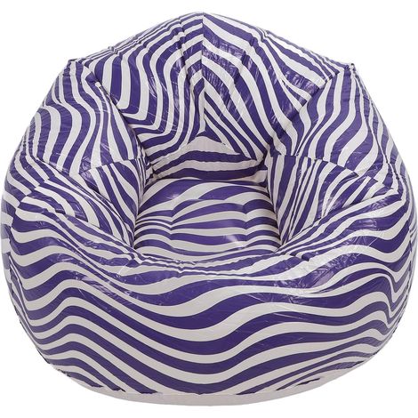 Inflatable Bean Bag Chair for Camping  Inflatable Sofa, PVC Wavy Stripe Pattern, Adult Lounge Chair, Hiking Reading Chair, 39.4x39.4 Inches (Blue) (1/5)