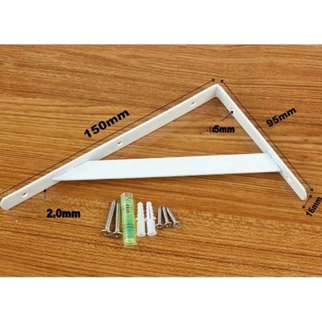 Equerre Etagere Murale, 10 Pcs Supports Triangulaires de 90 Degrés en Acier, Équerres Étagères 150mm x 95mm, Support d'angle Brace avec 50 pcs Vis et 20 pcs Ancres (Noir) (1/3)