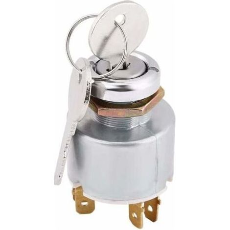 Contacteur d'allumage 12V, commutateur universel démarrage moteur 3 positions ON/OFF START avec clé aluminium 19mm (1/5)