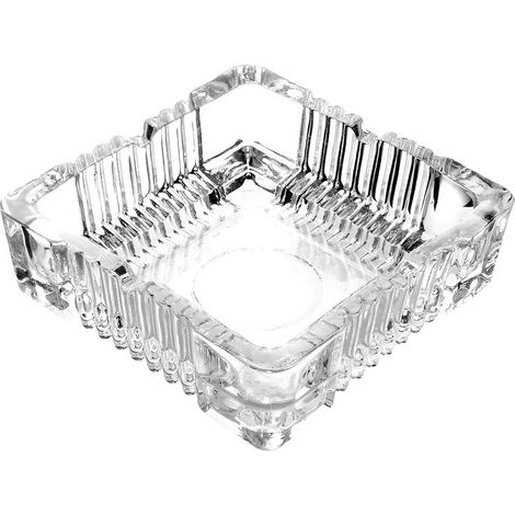 Quadratischer aschenbecher aus kristallartigem glas mit vier zigarettensteckdosen
