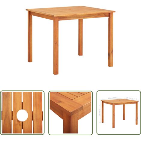 The Living Store Gartentisch 88x88x74 cm Massivholz Akazie - Gartentisch - Esstisch - Holzt Tisch - Akazienholz - Outdoor Möbel (1/4)
