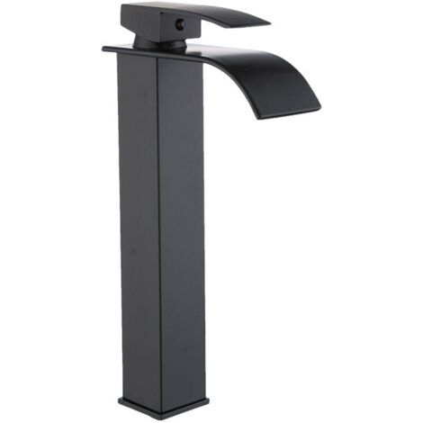 Robinet cascade Robinet d'évier de salle de bains Robinet d'eau de lavabo en laiton Robinet mitigeur à levier unique haut Robinet de lavabo à mélange chaud et froid avec 2 tuyaux,de dyk.Trywise (1/4)