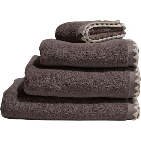 Serviette de toilette en Éponge unie et point feston triangulaire NERYDA (1/4)