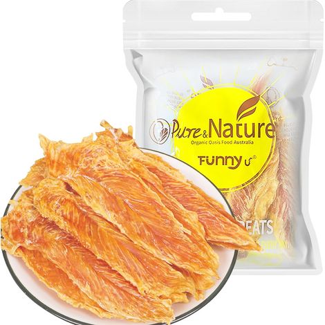 Friandises pour Chiens - Filets de Poulet Séchés 100g, pour Toutes Les Petite, Moyenne et Grande Tailles, Récompense de Dressage et Soins Dentaires (1/5)