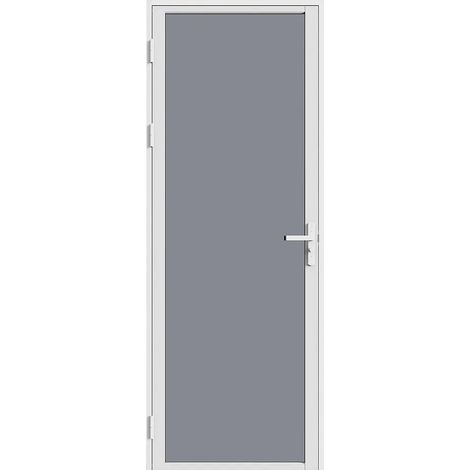 Blocco porta reversibile in Alluminio e vetro temperato Fumé - H204 x L73 cm - Bianco - LOXTON