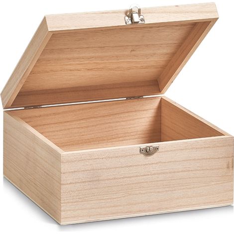 Bac en bois avec couvercle, 23 x 23 x 11 cm, ZELLER