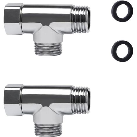 Vanne de dérivation de toilettes, connecteur en T de 1/2 po, vanne de dérivation de toilettes à 3 voies, vanne de dérivation de robinet à 3 voies, connecteur de dérivation (1/5)