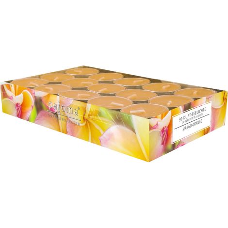 Pajoma 92003 Set di 30 lumini profumati di Mango Arancione Modern Line, Durata Circa 14 Ore, Altezza 1,5 cm (1/5)