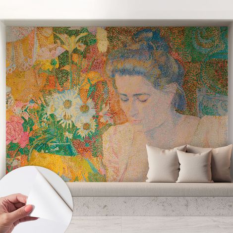 Papier peint adhésif avec colle pour décoration moderne de salon chambre à coucher cuisine et bureau Facile Portrait floral 208x146 cm (1/5)