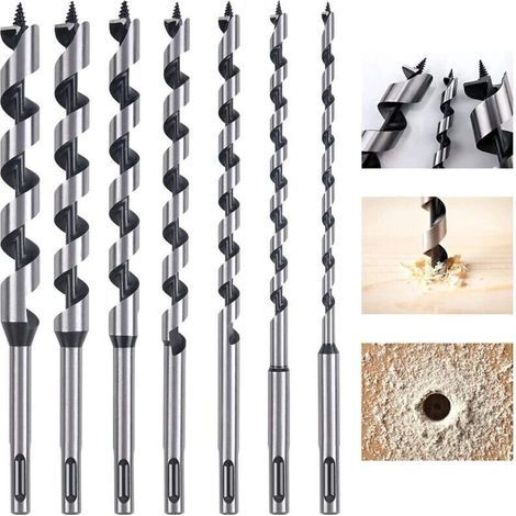 che Bois Hlicodal, 7 PCS SDS-Plus Forets Bois Set en Acier Au Carbone Spiral Trou Cutter Outil Bois Kit, D\'outils avec Diamtre 6mm/8mm /10mm/12mm /14mm/16mm/18mm (1/4)