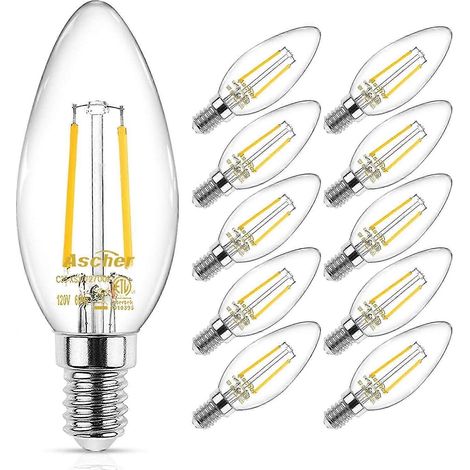 Ampoule LED classique E12 de type candélabre, équivalent à 40 W, blanc chaud 2700 K, filament en verre transparent, non (1/4)
